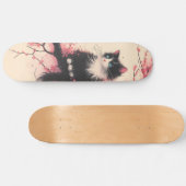 Tuxedo Cat auf Cherry Blossom Japanisch Ästhetik Skateboard (Horizontal)