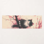 Tuxedo Cat auf Cherry Blossom Japanisch Ästhetik Yogamatte (Vorderseite (Horizontal))