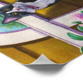 Tuxedo Cat auf Ladder Poster (Ecke)