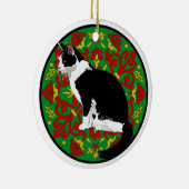 Tuxedo Cat Baroque Keramik Ornament (Rechts)