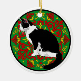 Tuxedo Cat Baroque Keramik Ornament