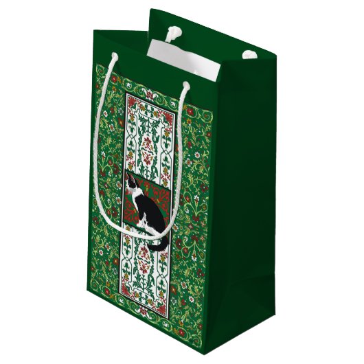 Tuxedo Cat Baroque Kleine Geschenktüte (Rückseite Schrägansicht)