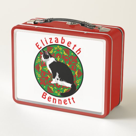 Tuxedo Cat Baroque Metall Brotdose (Rückseite)