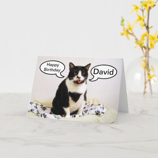 Tuxedo Cat Birthday David Spaß Card Karte (Gelbe Blume)