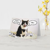 Tuxedo Cat Birthday Mike Spaß Card Karte (Gelbe Blume)