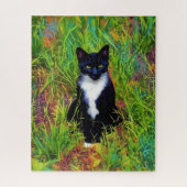 Tuxedo Cat Black and White Cat Pop Art Puzzle (Vertikal)