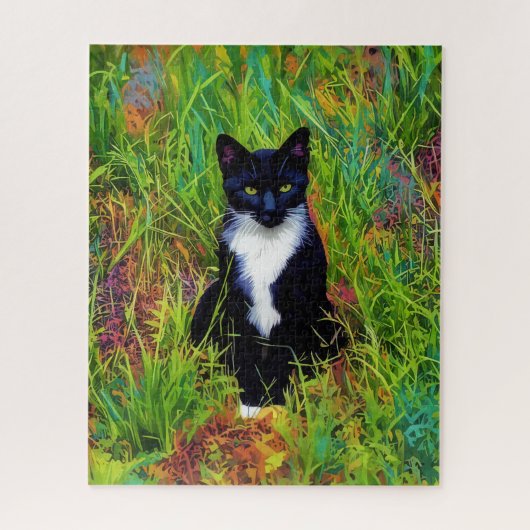 Tuxedo Cat Black and White Cat Pop Art Puzzle (Vertikal)