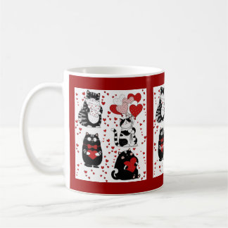 Tuxedo cat black and white Valentine Kaffeetasse