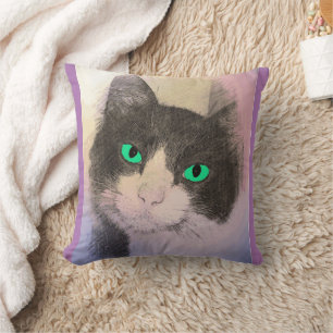 TUXEDO CAT BLAUE AUGEN DURCH PILLOWS KISSEN