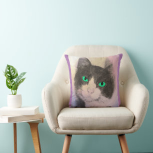 TUXEDO CAT BLAUE AUGEN DURCH PILLOWS KISSEN