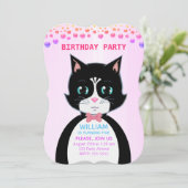Tuxedo Cat Boy Geburtstagsparty Einladung (Stehend Vorderseite)