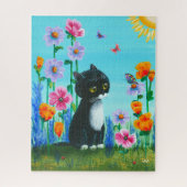 Tuxedo Cat Butterfly Art Puzzle (Vertikal)