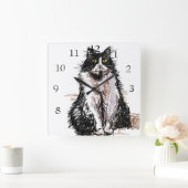 Tuxedo Cat Cats Art Animal Childs Nursery Room Quadratische Wanduhr (Zuhause)