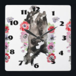 Tuxedo Cat Cats Art Animal Childs Room Clock Quadratische Wanduhr<br><div class="desc">Tuxedo Cat Cats Art Animal Childs Room Clock. Designed from my original watercolour art.</div>