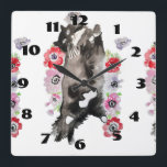 Tuxedo Cat Cats Art Animal Childs Room Clock Quadratische Wanduhr<br><div class="desc">Tuxedo Cat Cats Art Animal Childs Room Clock. Designed from my original watercolour art.</div>