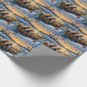 Tuxedo Cat Christmas Boat Holiday Geschenkpapier (Ecke)