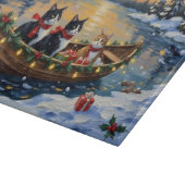 Tuxedo Cat Christmas Boat Holiday Schneidebrett (Ecke)
