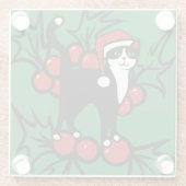 Tuxedo Cat Christmas Glasuntersetzer (Rückseite)