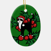 Tuxedo Cat Christmas Keramik Ornament (Hinten)