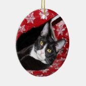 Tuxedo Cat Christmas Keramik Ornament (Rechts)