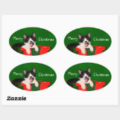 Tuxedo Cat Christmas Ovaler Aufkleber (Blatt)