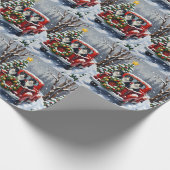 Tuxedo Cat Christmas Red Truck Holiday Geschenkpapier (Ecke)