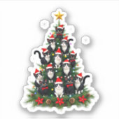 Tuxedo Cat Christmas Tree Tuxedo Cat Lights Xmas M Aufkleber (Vorderseite)