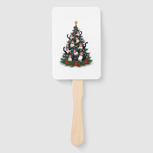 Tuxedo Cat Christmas Tree Tuxedo Cat Lights Xmas M Fächer (Vorderseite)