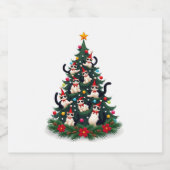 Tuxedo Cat Christmas Tree Tuxedo Cat Lights Xmas M Schaumweinetikett (Einzelnes Label)