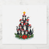 Tuxedo Cat Christmas Tree Tuxedo Cat Lights Xmas M Schaumweinetikett (Einzelnes Label)