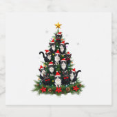 Tuxedo Cat Christmas Tree Tuxedo Cat Lights Xmas M Schaumweinetikett (Einzelnes Label)