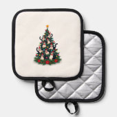 Tuxedo Cat Christmas Tree Tuxedo Cat Lights Xmas M Topflappen (Vorderseite/Rückseite)