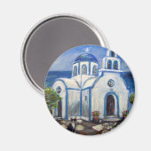 Tuxedo Cat Church auf der griechischen Insel Maler Magnet (Vorderseite/Rückseite)