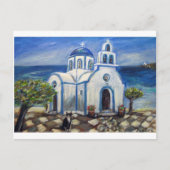 Tuxedo Cat Church auf der griechischen Insel Maler Postkarte (Vorderseite)