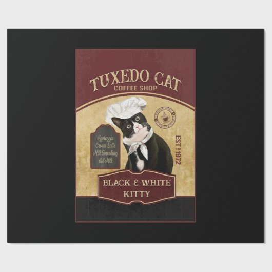 Tuxedo Cat Coffee Geschenkpapier (Flach)