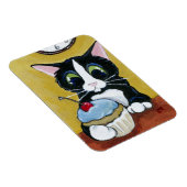 Tuxedo Cat & Cupcake Art Premium Magnet (Rechte Seite)