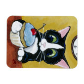 Tuxedo Cat & Cupcake Art Premium Magnet (Horizontal)