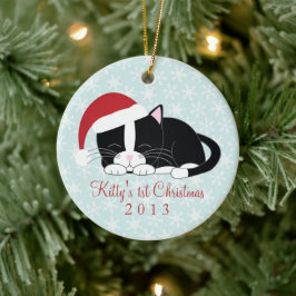 Tuxedo Cat Custom Christmas Ornaments Keramik Ornament