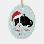 Tuxedo Cat Custom Christmas Ornaments Keramik Ornament (Rechts)