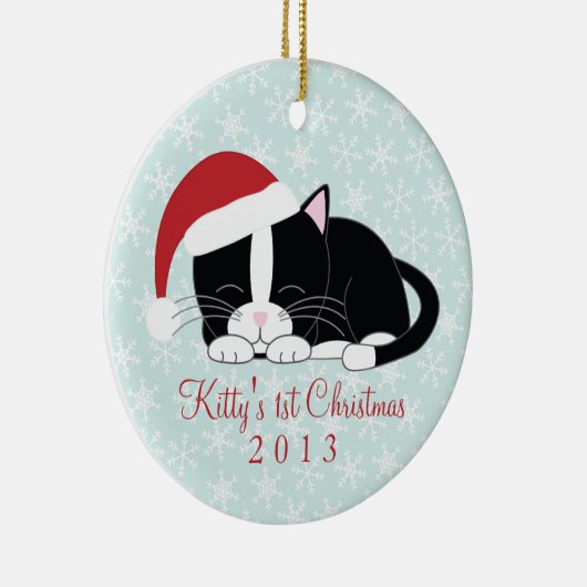 Tuxedo Cat Custom Christmas Ornaments Keramik Ornament (Rechts)