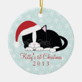 Tuxedo Cat Custom Christmas Ornaments Keramik Ornament (Vorne)