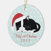 Tuxedo Cat Custom Christmas Ornaments Keramik Ornament (Links)