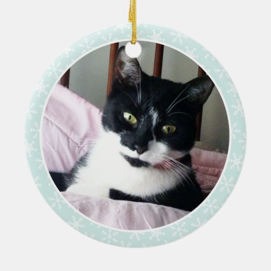 Tuxedo Cat Custom Christmas Ornaments Keramik Ornament (Hinten)