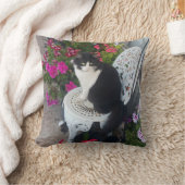 Tuxedo Cat Cute with Pretty Flowers Black Cats Kissen (Decke)