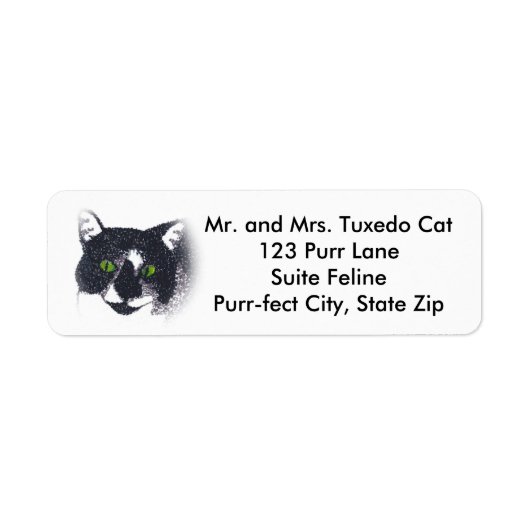 Tuxedo Cat Face Pointillism Address Labels (Vorne)