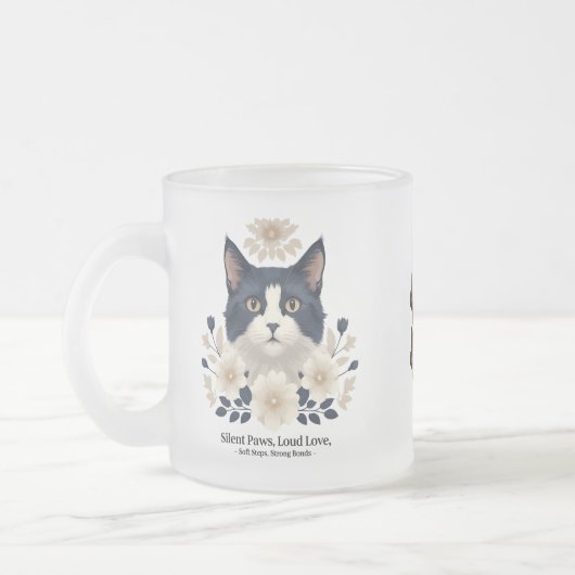 Tuxedo Cat Floral Tasse - Stille Paws, Loud Liebe (Links)
