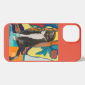 Tuxedo Cat Folk Art iPhone Hülle (Rückseite (Horizontal))
