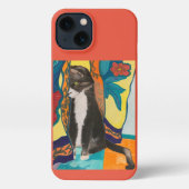 Tuxedo Cat Folk Art iPhone Hülle (Rückseite)