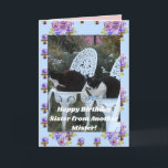 Tuxedo Cat Funny Birthday Sister Mister Cats Card Karte<br><div class="desc">Tuxedo Cat Niedliche lustige Schwester von einem anderen Mister Happy Birthday Best Friend Card. Entworfen aus einem meiner ursprünglichen Fotos,  ein Muss für alle Katzenliebhaber!.</div>