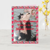 Tuxedo Cat Funny Frohe Weihnachts-Glückskarte Karte (Gelbe Blume)